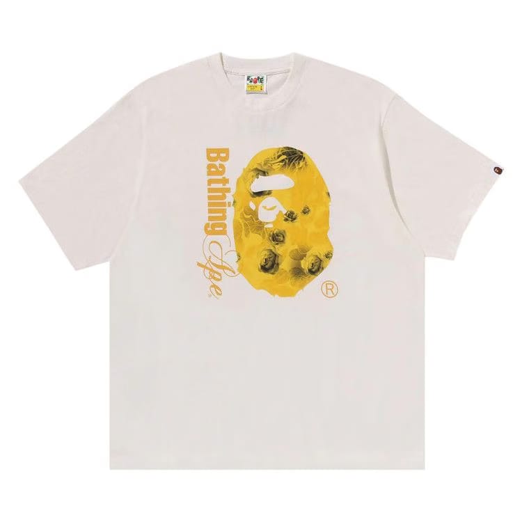 BAPE Floral Solid Camo Ape Head Relaxed Fit T-Shirt Ivory