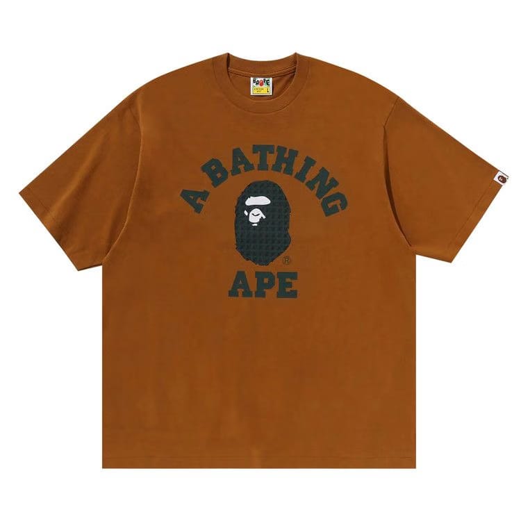BAPE Sta Houndstooth College Relaxed Fit T-Shirt Brown