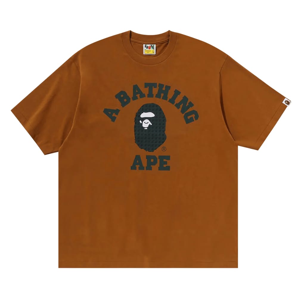 BAPE Sta Houndstooth College Relaxed Fit T-Shirt Brown