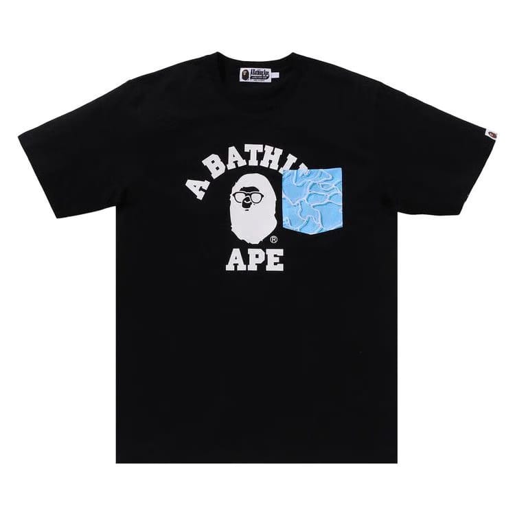BAPE ABC Sea Surface Camo Pocket College T-Shirt Black