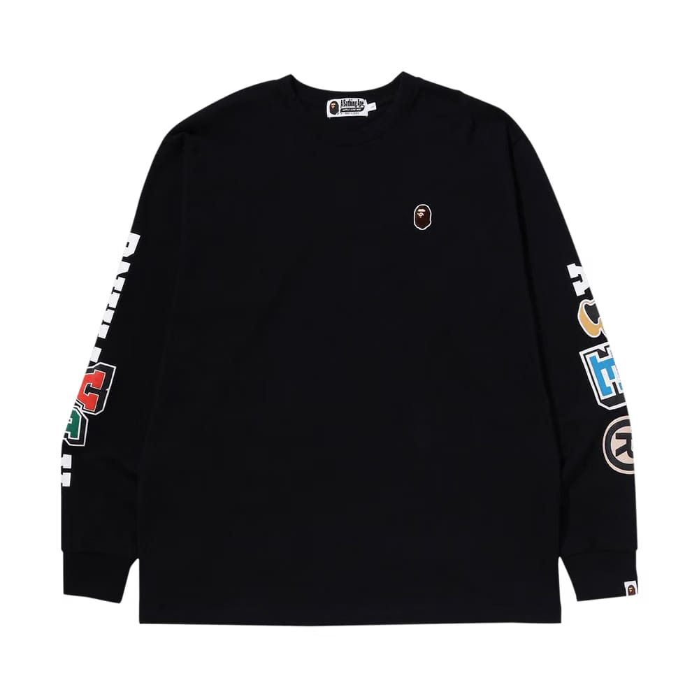BAPE Multi Fonts Relaxed Fit Heavy Weight Long-Sleeve T-Shirt Black