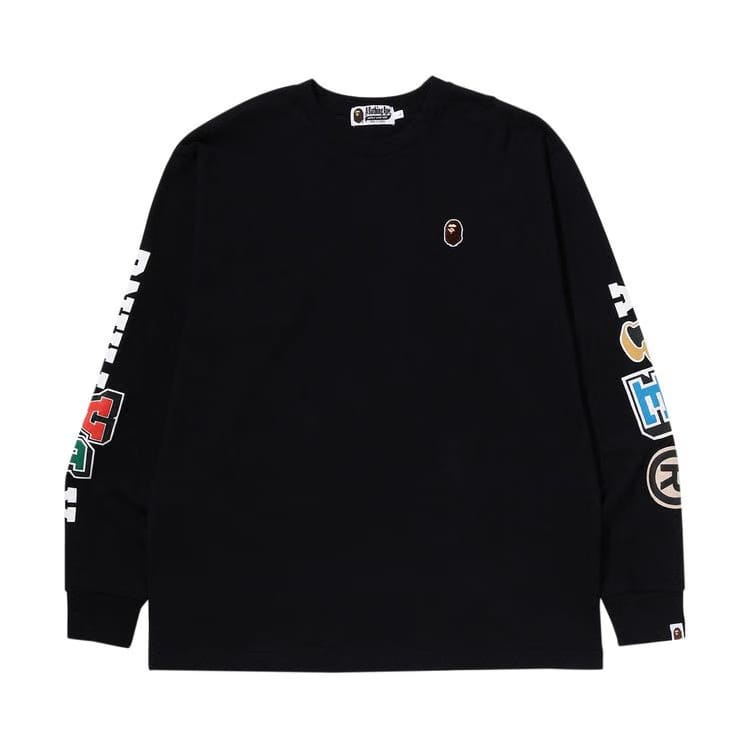 BAPE Multi Fonts Relaxed Fit Heavy Weight Long-Sleeve T-Shirt Black