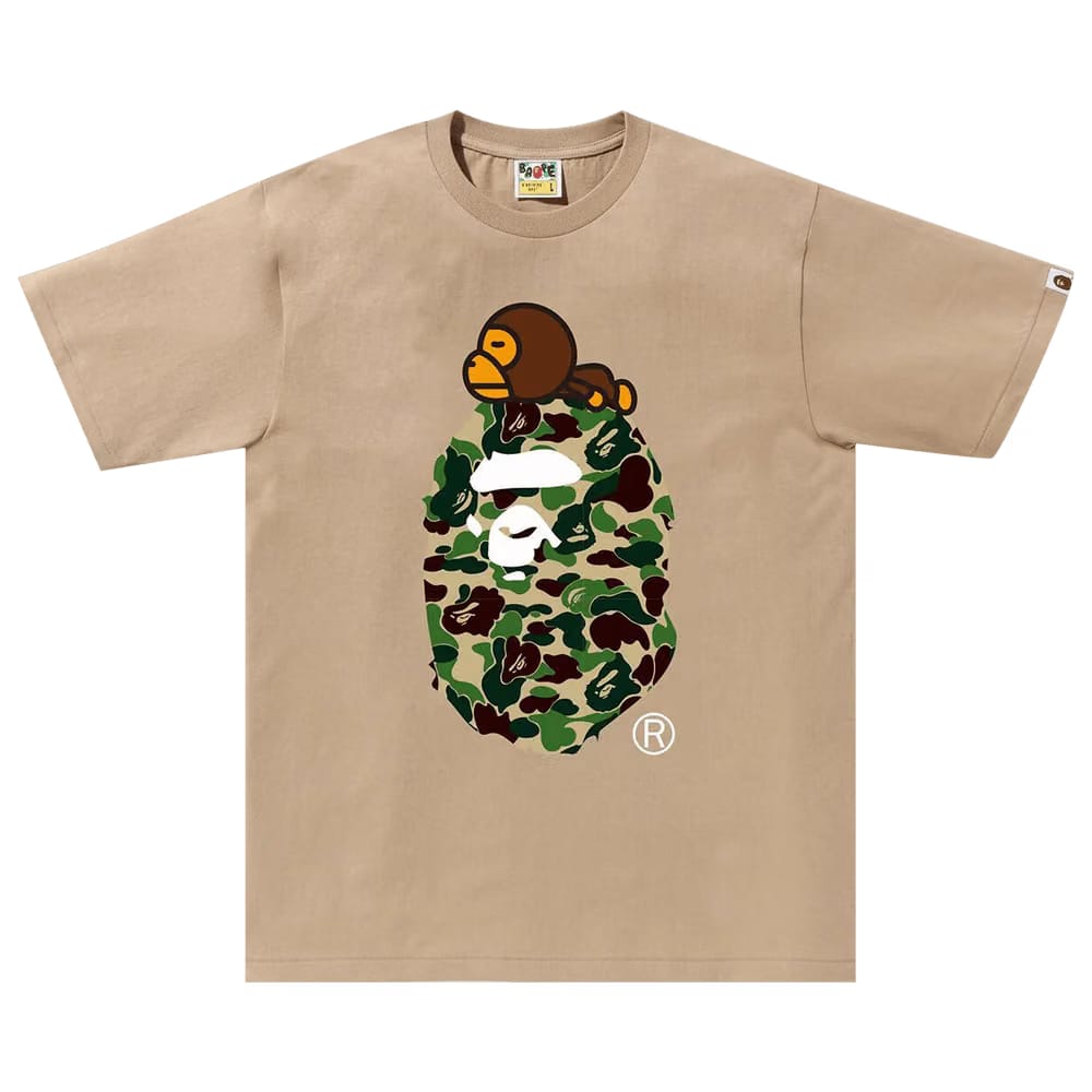 BAPE ABC Camo Milo On Big Ape T-Shirt Beige/Green
