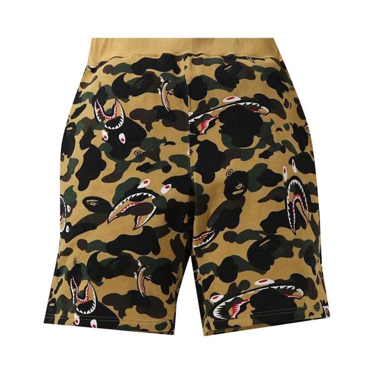 BAPE Shark 1st Camo Wide Sweatshort Yellow
