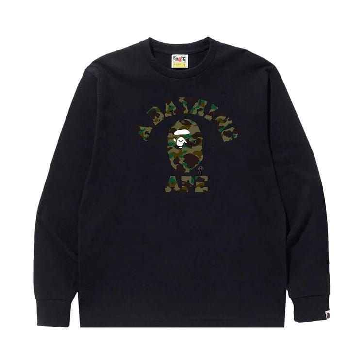 BAPE 1st Camo College Long-Sleeve T-Shirt Black/Green