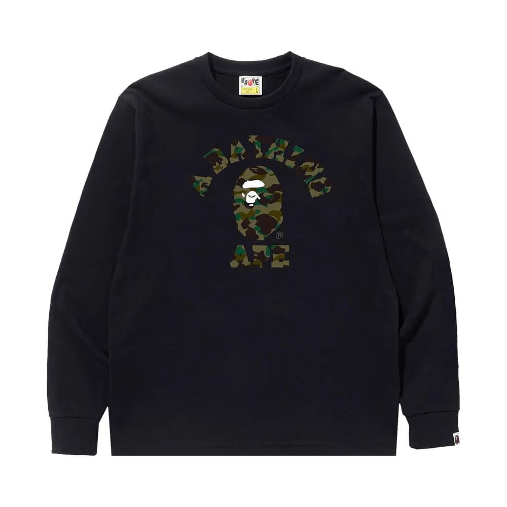 BAPE 1st Camo College Long-Sleeve T-Shirt Black/Green