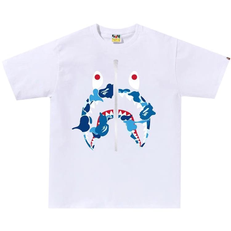BAPE ABC Camo Rebuild Shark T-Shirt White/Blue