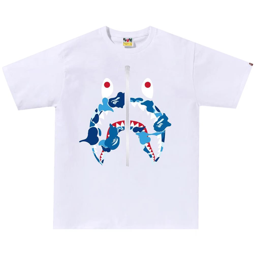 BAPE ABC Camo Rebuild Shark T-Shirt White/Blue