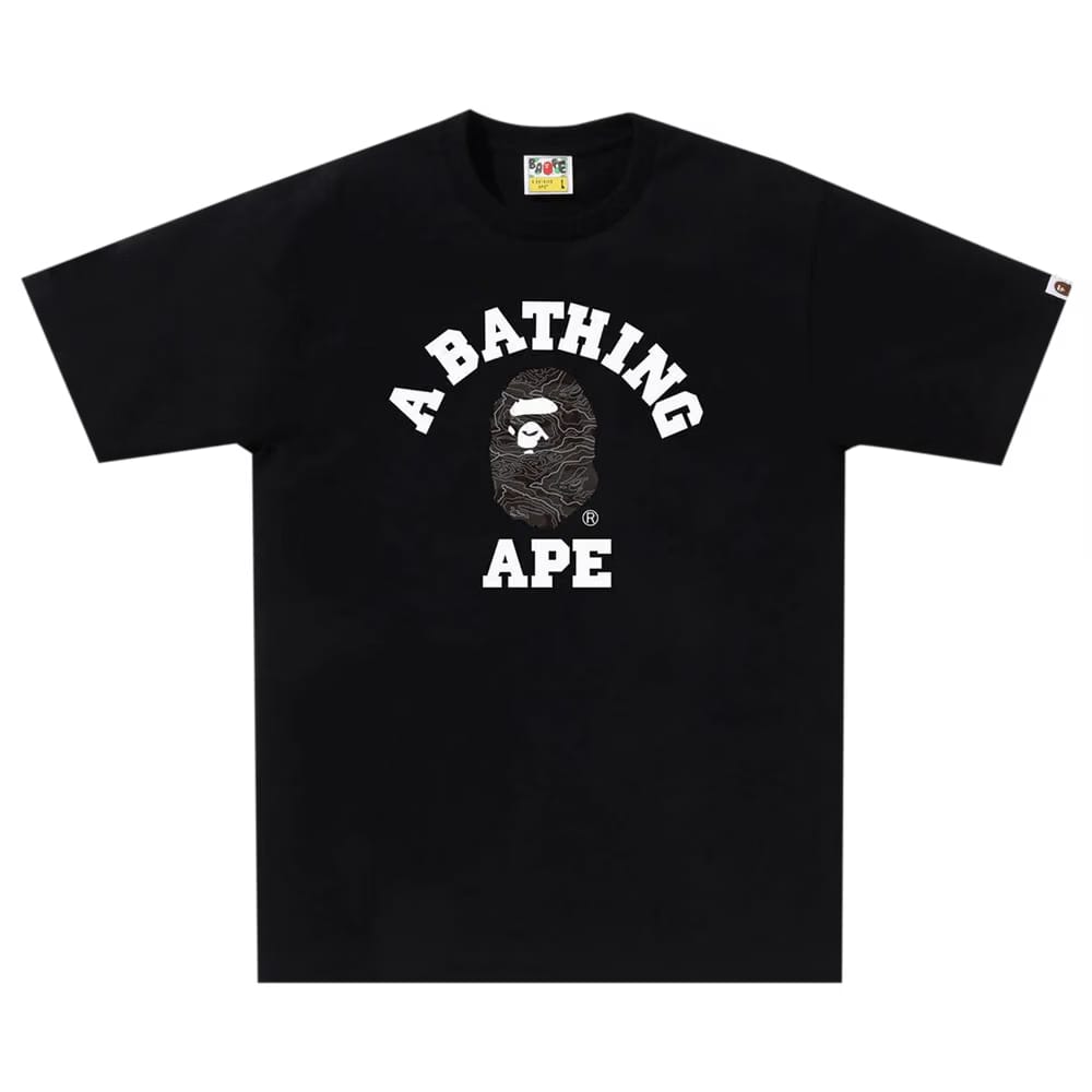 BAPE Layered Line Camo College T-Shirt Black/Black