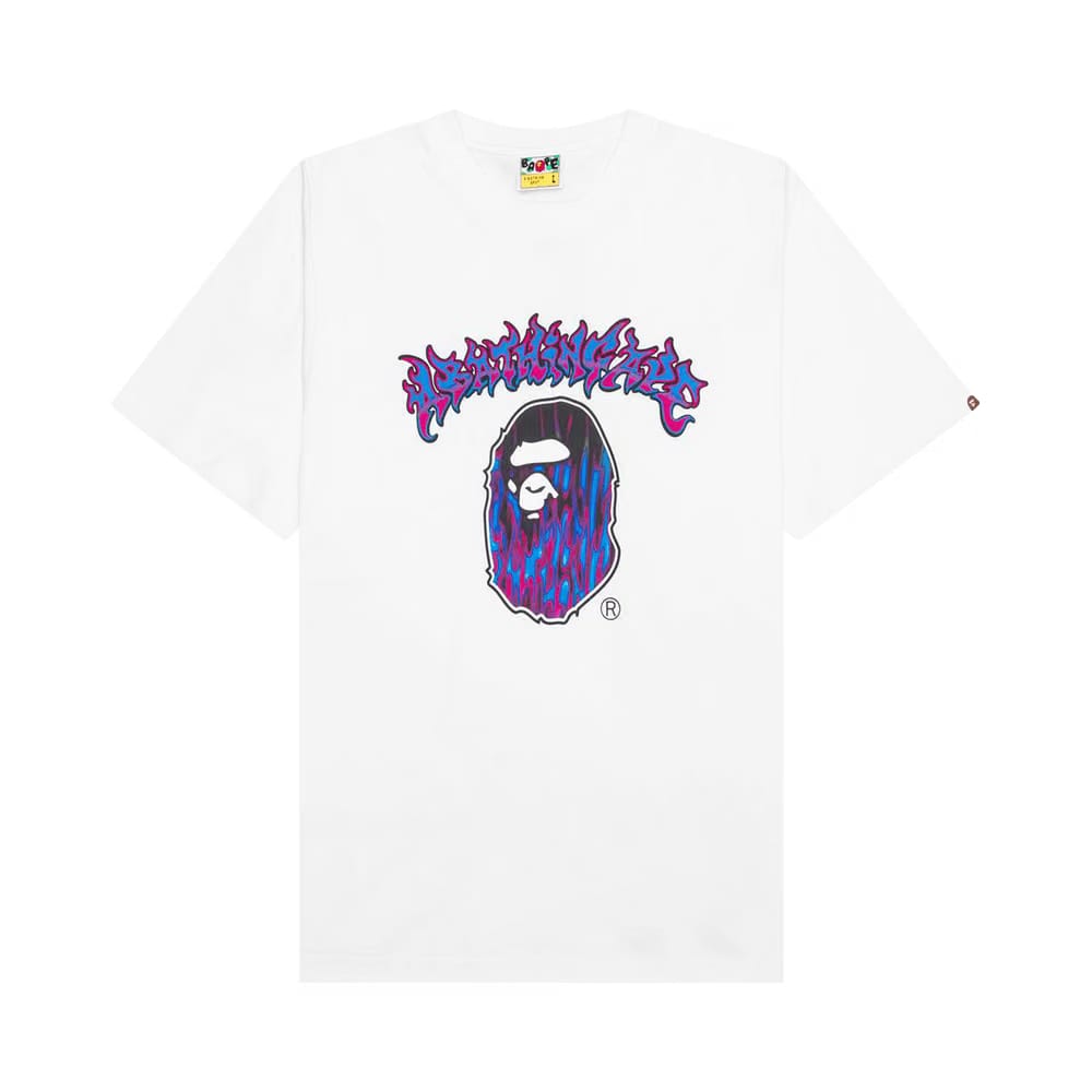 BAPE Mad Flame Ape Head T-Shirt White