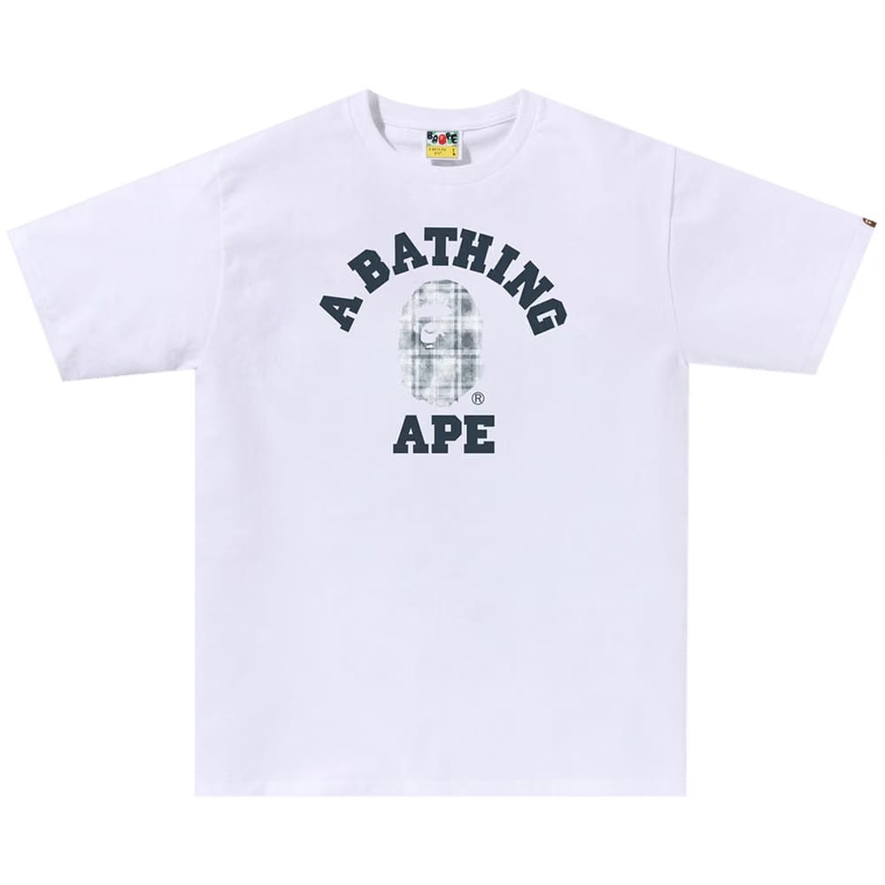 BAPE Bleach Check College T-Shirt White