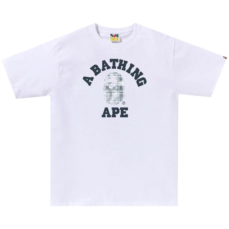 BAPE Bleach Check College T-Shirt White