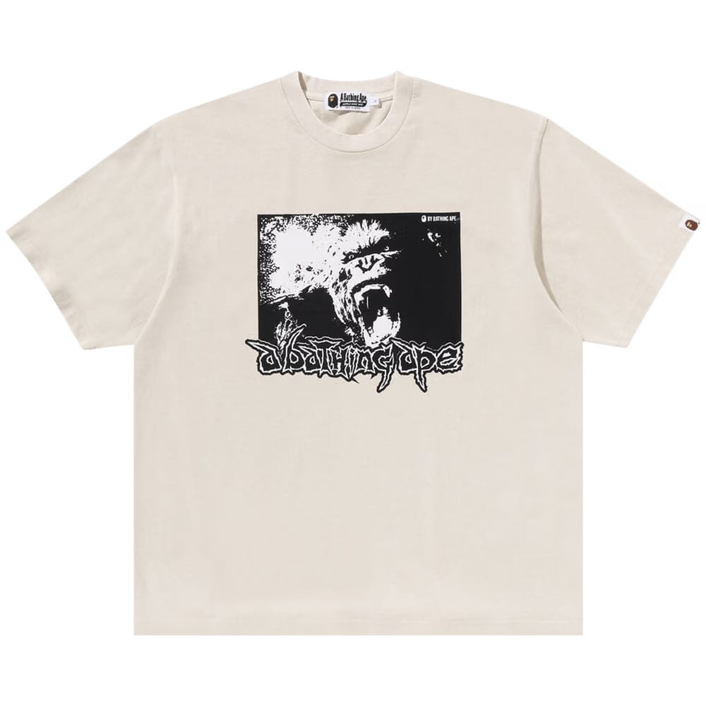 BAPE Mad Ape Graphic Acid Wash Relaxed Fit T-Shirt Ivory