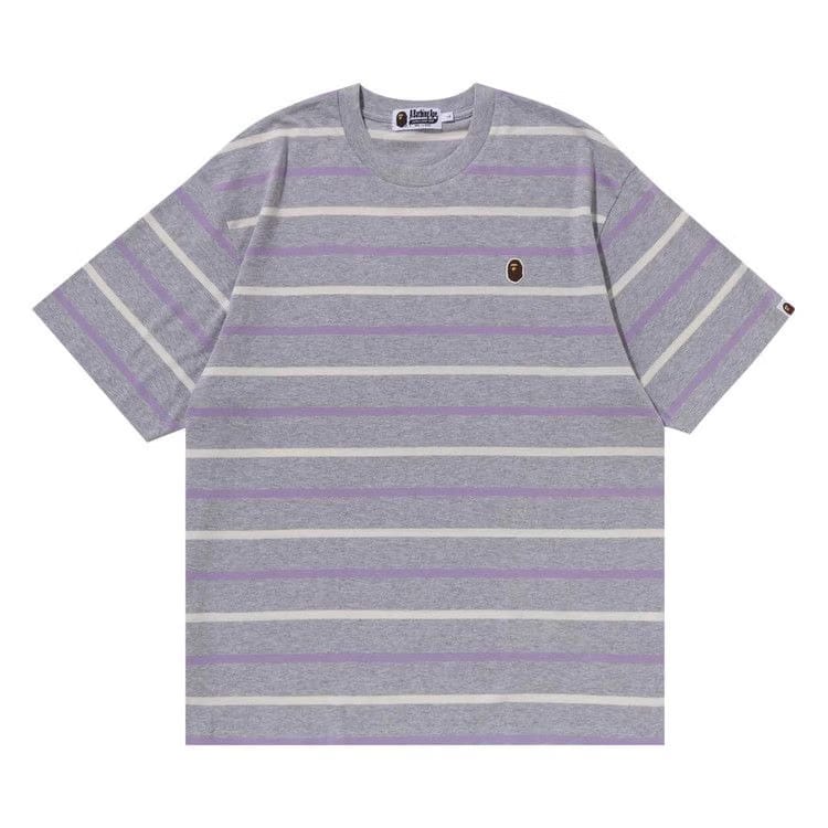 BAPE Ape Head One Point Stripe T-Shirt Grey