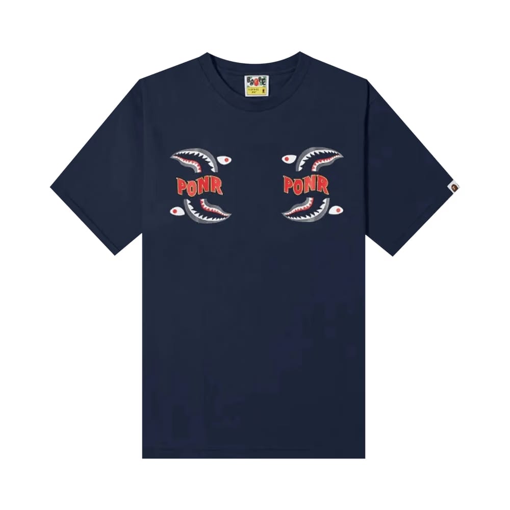 BAPE Shark PONR Relaxed Fit T-Shirt Navy