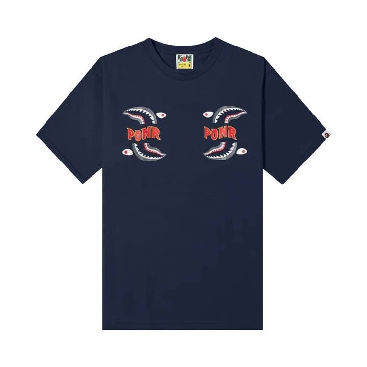 BAPE Shark PONR Relaxed Fit T-Shirt Navy