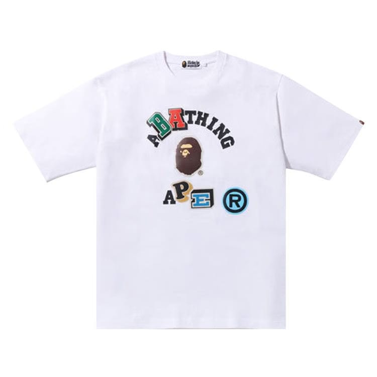 BAPE Multi Fonts Relaxed Fit College Heavy Weight T-Shirt White