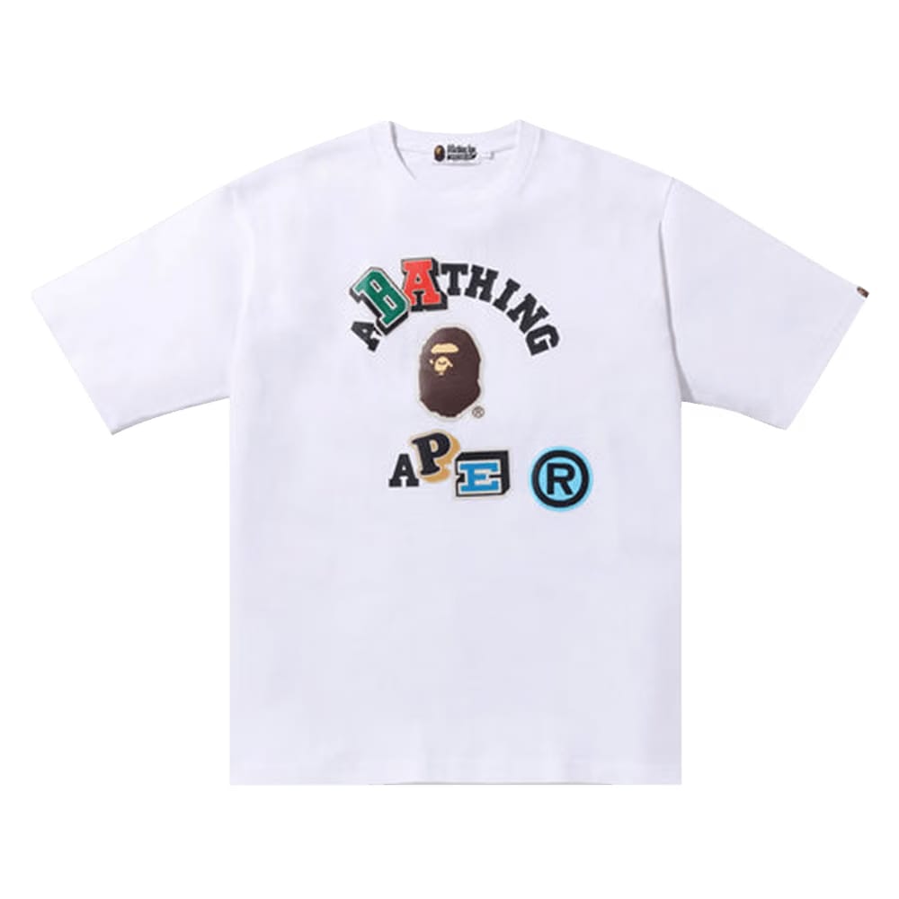 BAPE Multi Fonts Relaxed Fit College Heavy Weight T-Shirt White