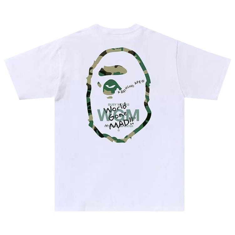 BAPE Woodland Camo WGM Ape Head T-Shirt White