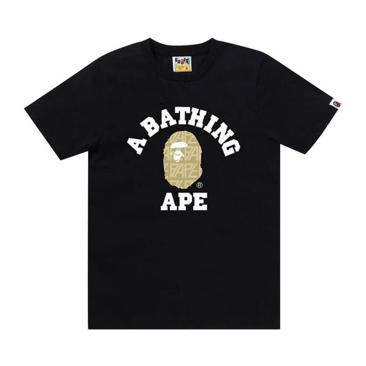 BAPE Logo Monogram College T-Shirt Black/Beige