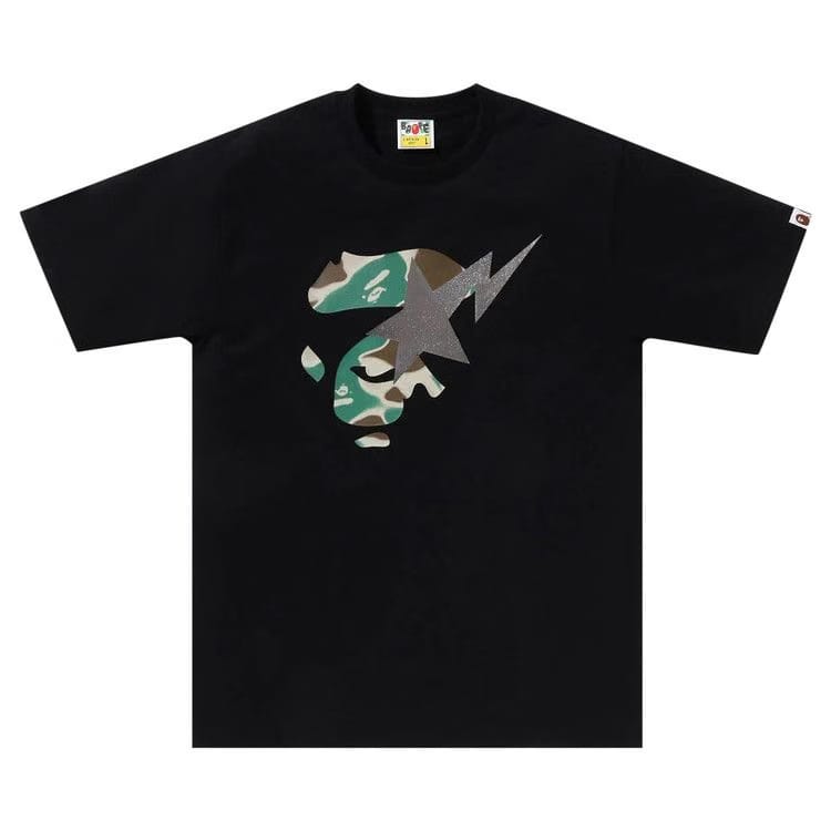 BAPE Liquid Camo Ape Face Sta T-Shirt Black/Olive Drab
