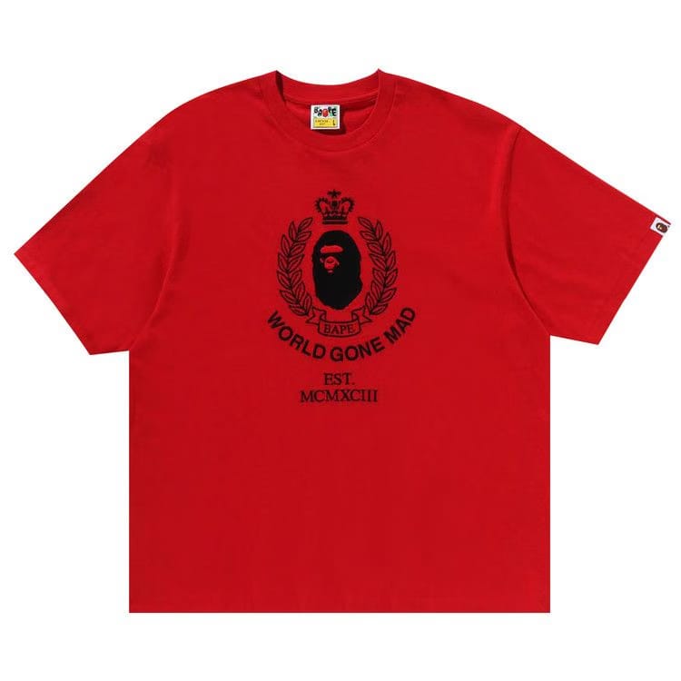 BAPE Crest College Logo Relaxed Fit T-Shirt Red