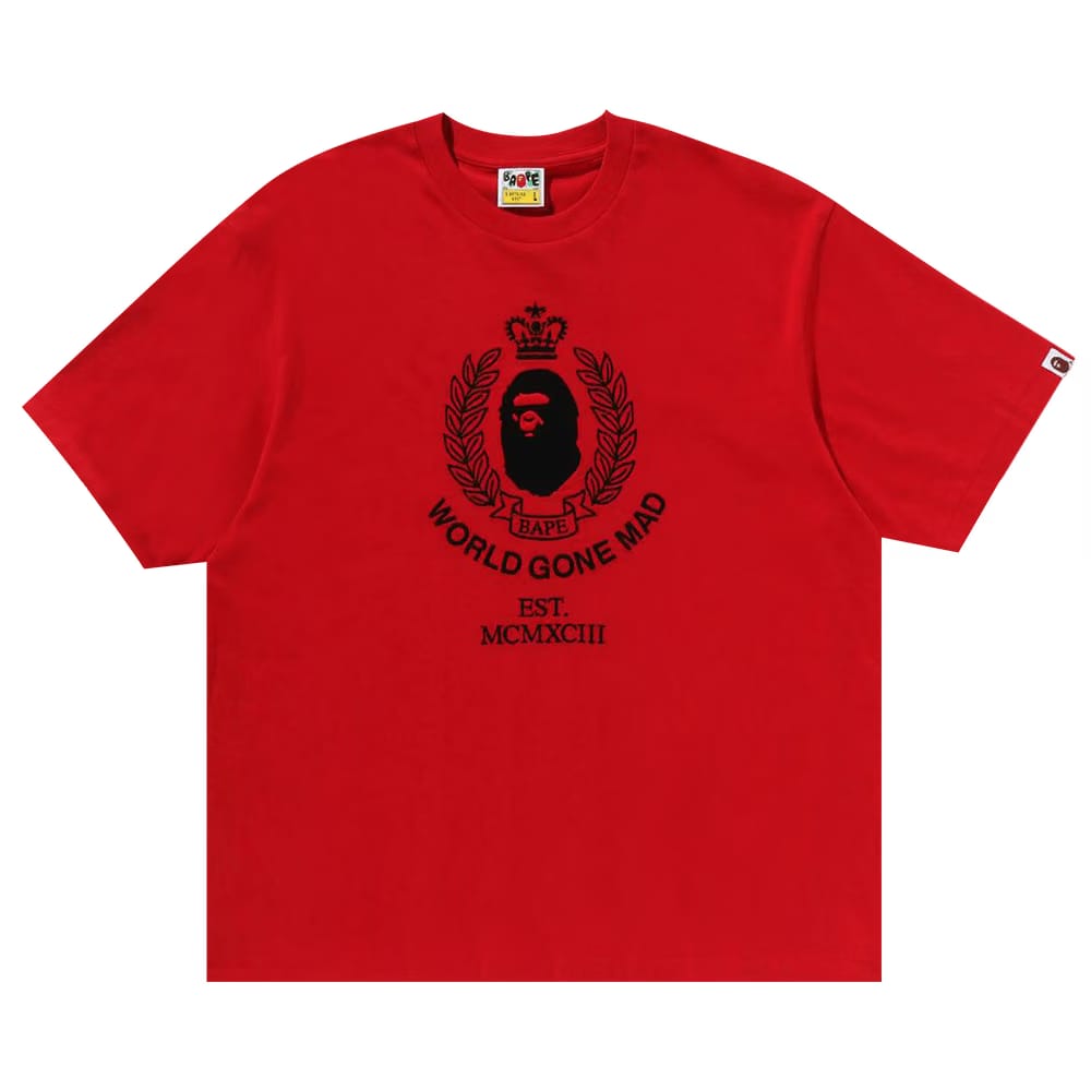 BAPE Crest College Logo Relaxed Fit T-Shirt Red
