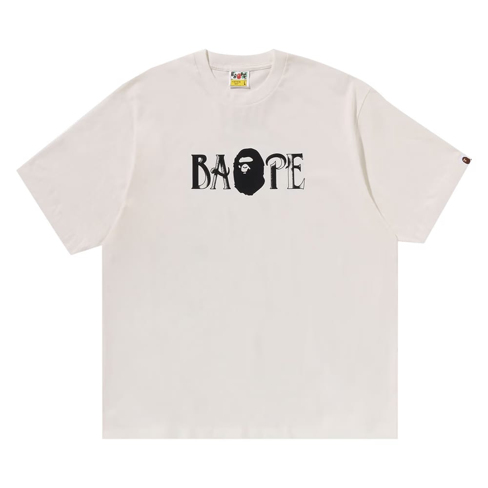 BAPE Screen Print Logo Relaxed Fit T-Shirt Ivory