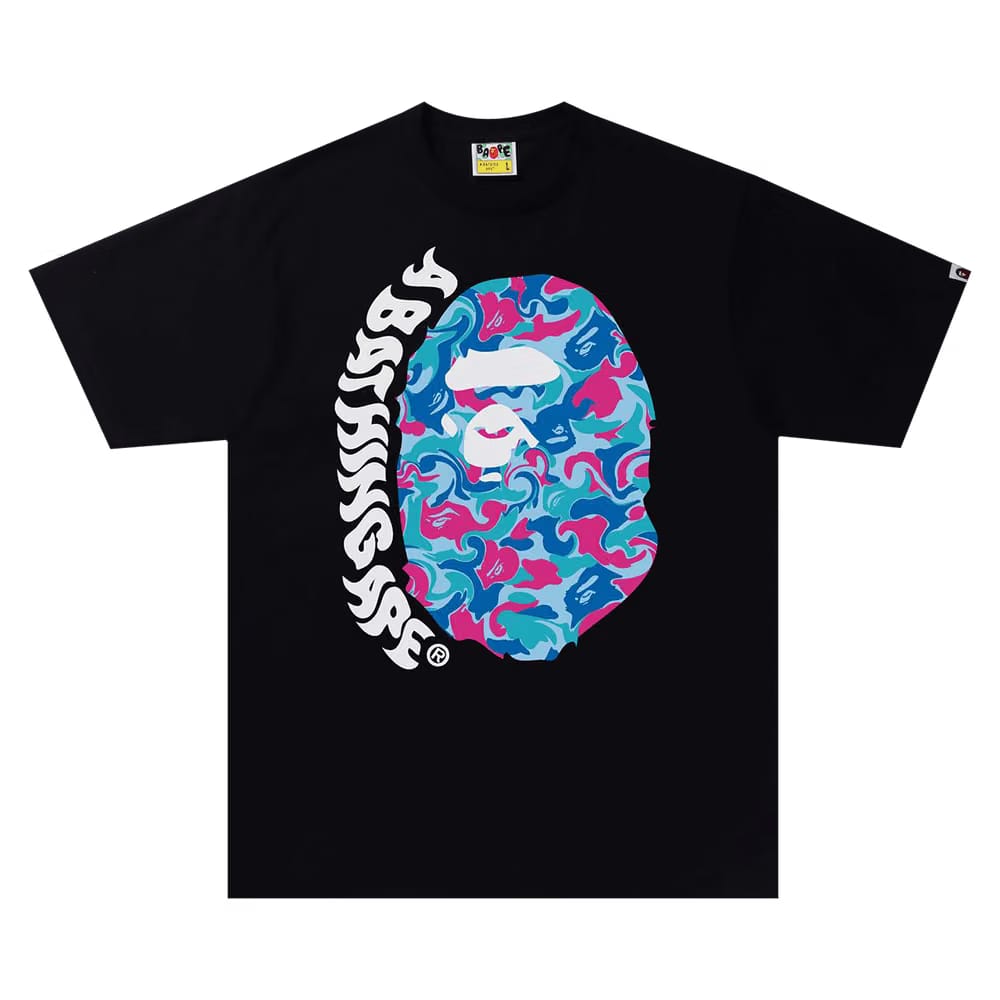 BAPE Marble Camo Ape Head T-Shirt Black