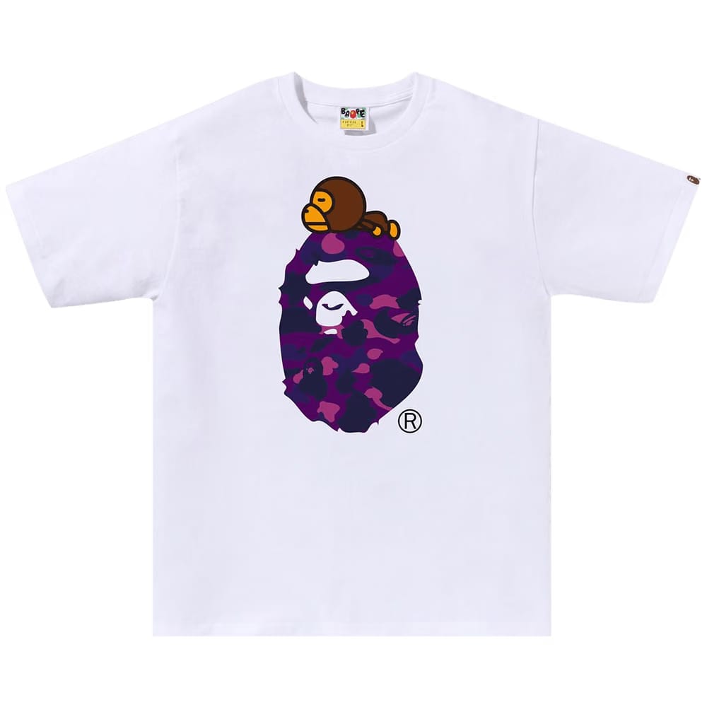 BAPE Color Camo Milo On Big Ape T-Shirt White/Purple