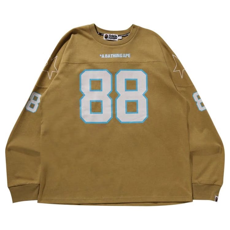 BAPE Football Relaxed Fit Long-Sleeve T-Shirt Beige