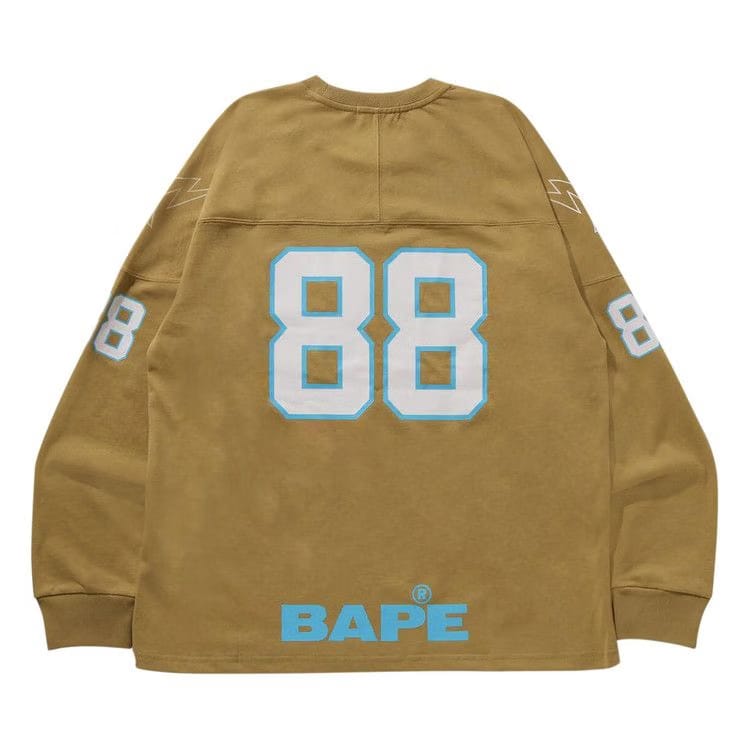 BAPE Football Relaxed Fit Long-Sleeve T-Shirt Beige