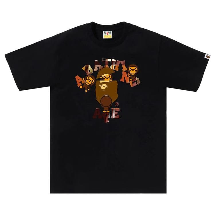 BAPE Check College Milo T-Shirt Black