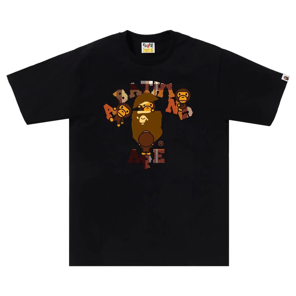 BAPE Check College Milo T-Shirt Black
