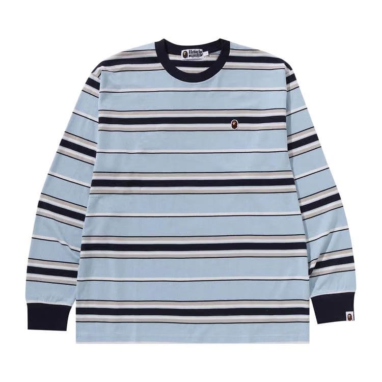 BAPE Ape Head One Point Stripe Relaxed Fit Long-Sleeve T-Shirt Sax