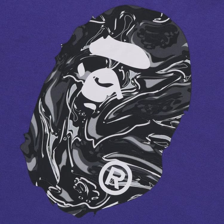 BAPE Marbling Camo Ape Head Relaxed Fit Long-Sleeve T-Shirt Purple