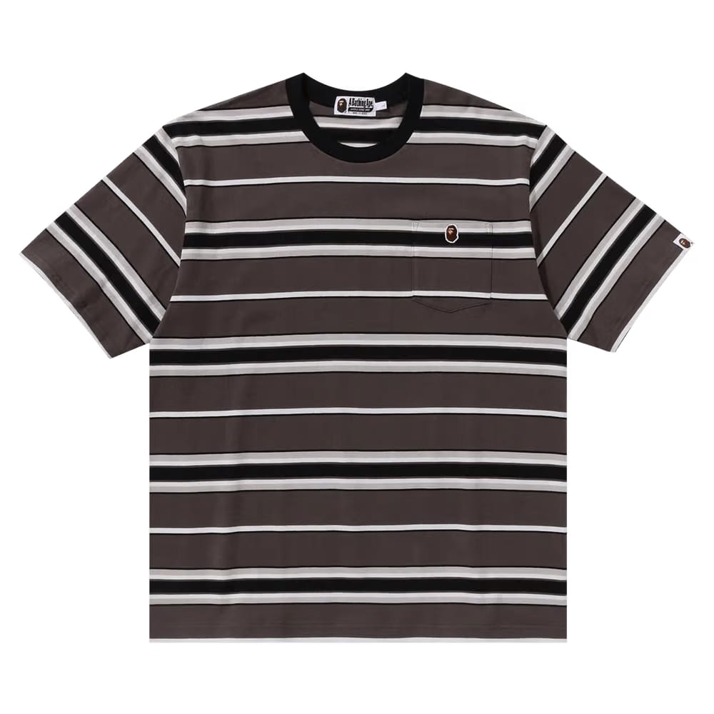 BAPE Ape Head One Point Pocket Relaxed Fit Stripe T-Shirt Black