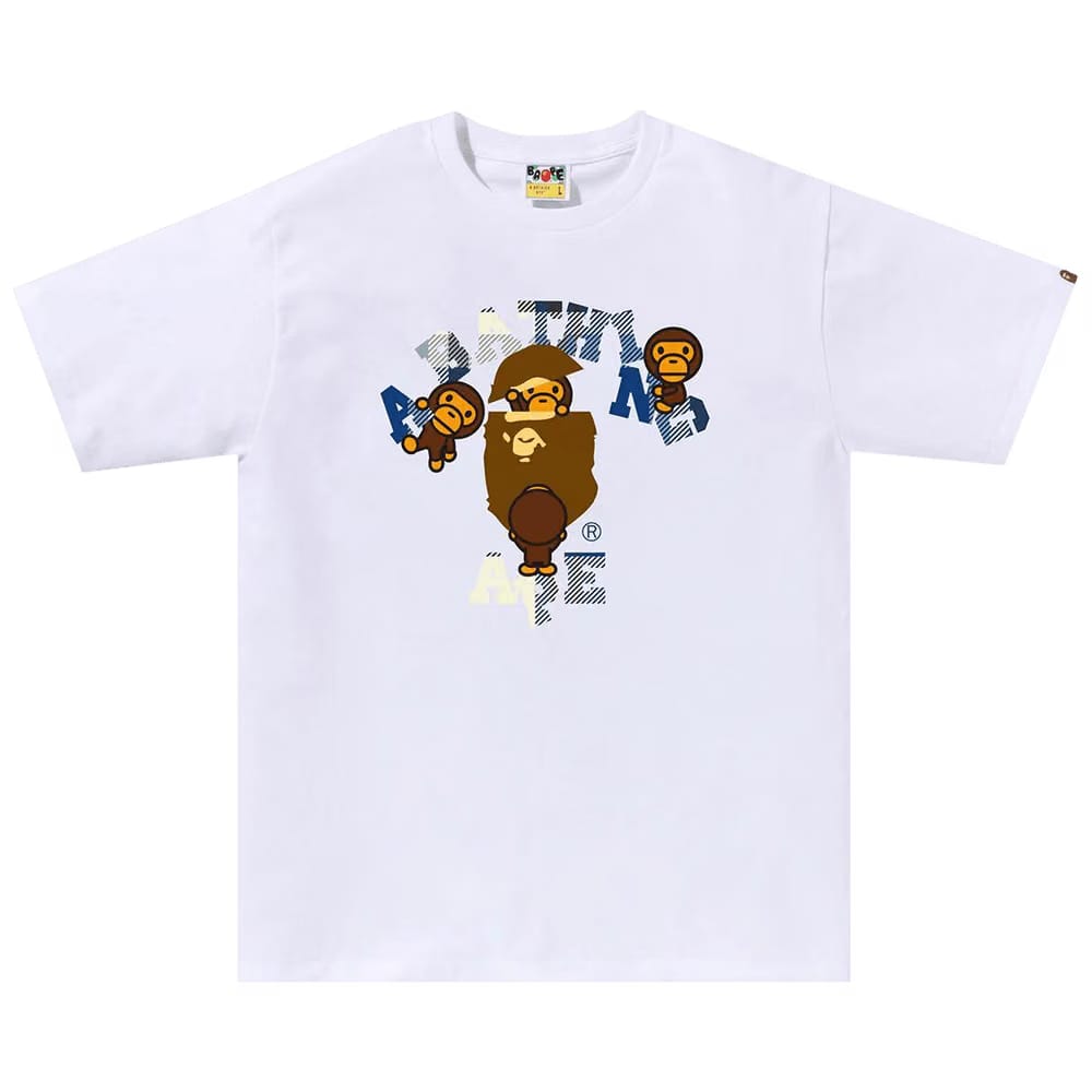 BAPE Check College Milo T-Shirt White