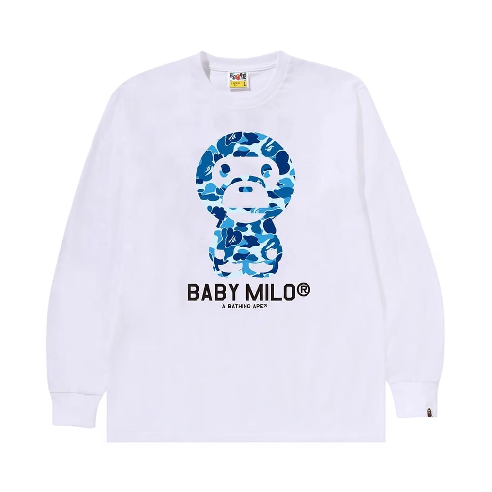 BAPE ABC Camo Baby Milo Long-Sleeve T-Shirt White/Blue