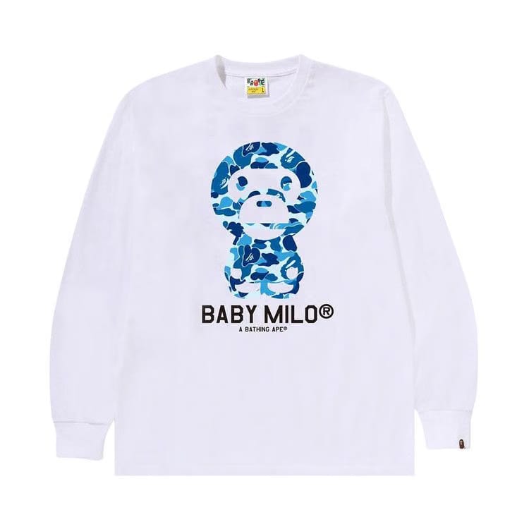 BAPE ABC Camo Baby Milo Long-Sleeve T-Shirt White/Blue