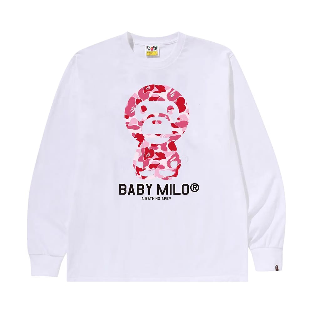 BAPE ABC Camo Baby Milo Long-Sleeve T-Shirt White/Pink