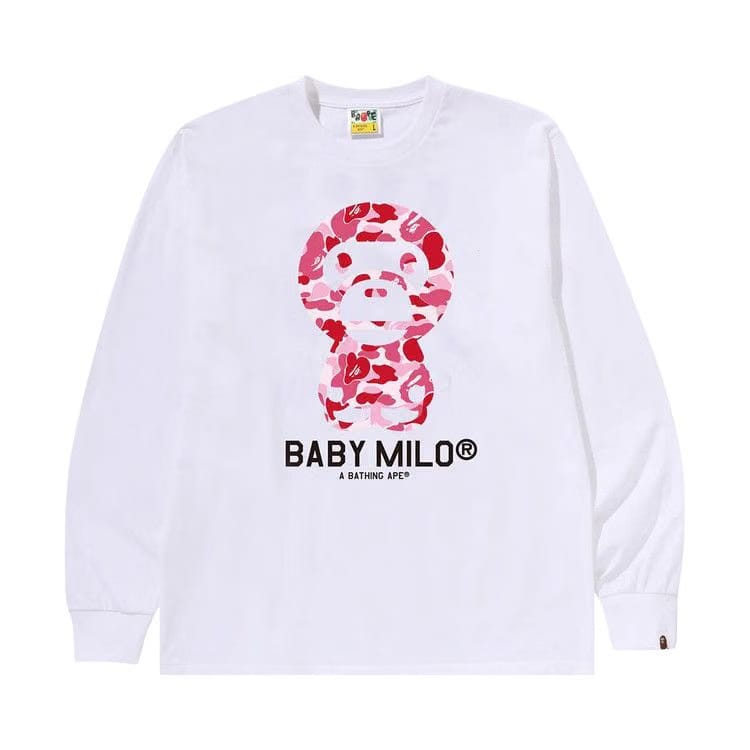 BAPE ABC Camo Baby Milo Long-Sleeve T-Shirt White/Pink