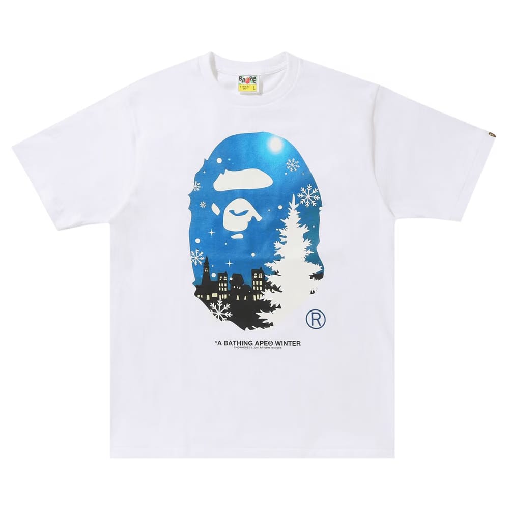 BAPE Christmas Ape Head Glow In The Dark T-Shirt White