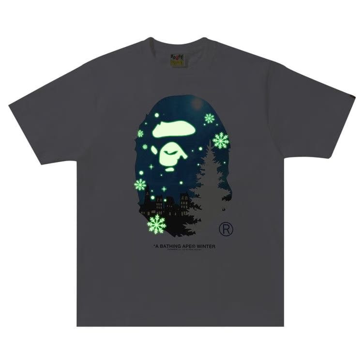 BAPE Christmas Ape Head Glow In The Dark T-Shirt White