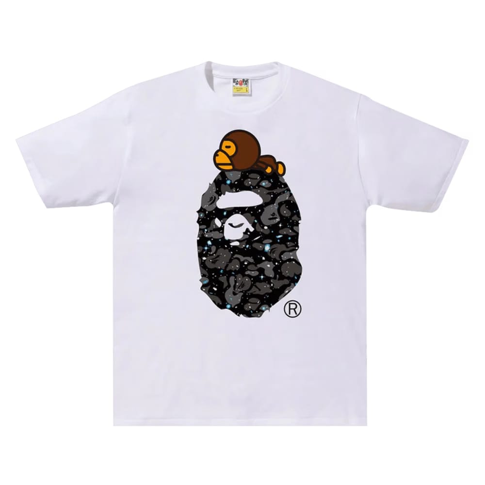 BAPE Space Camo Milo On Big Ape T-Shirt White