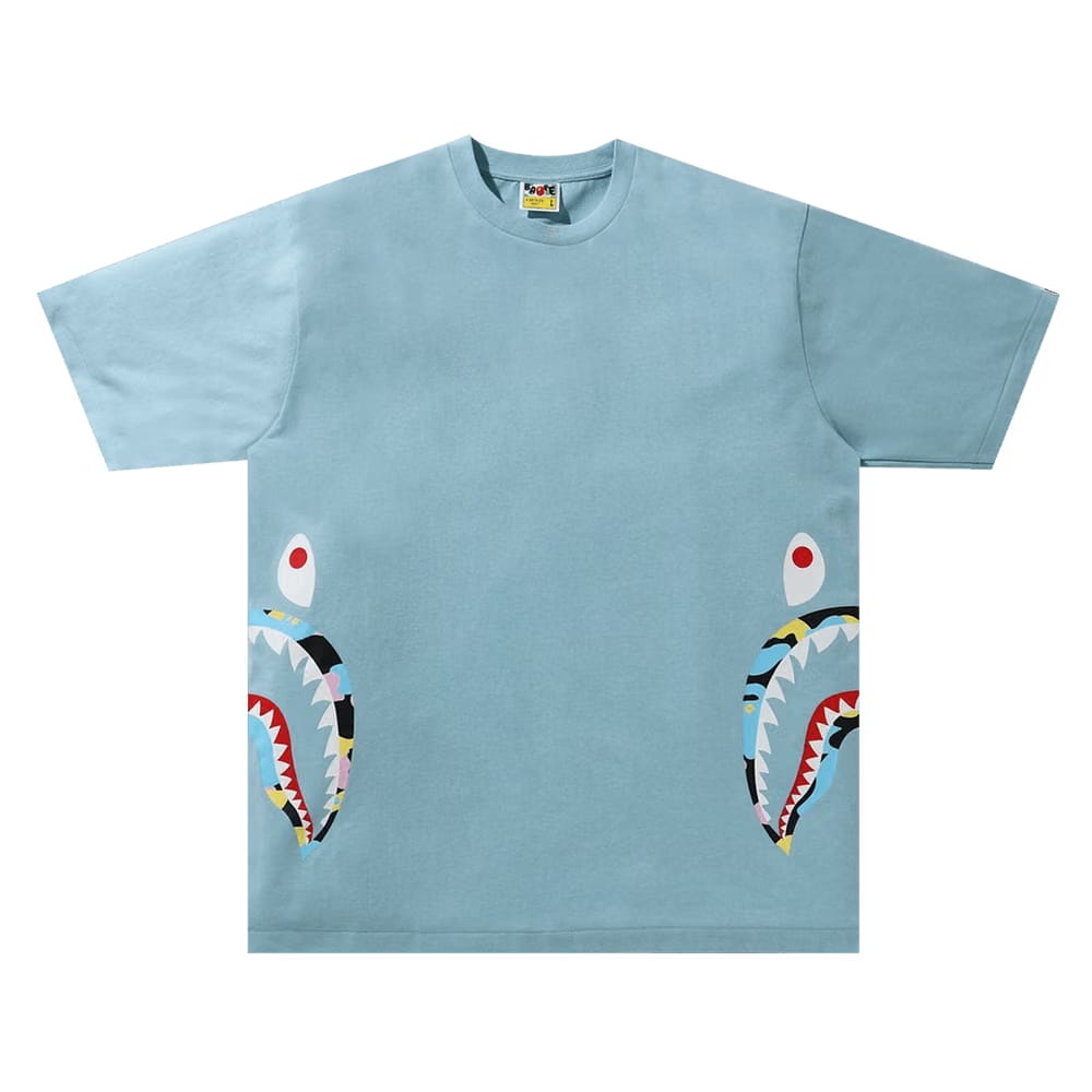 BAPE Multi Camo Side Shark Relaxed T-Shirt Blue