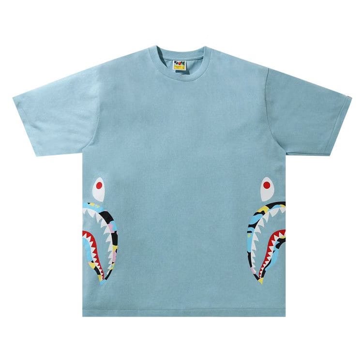 BAPE Multi Camo Side Shark Relaxed T-Shirt Blue