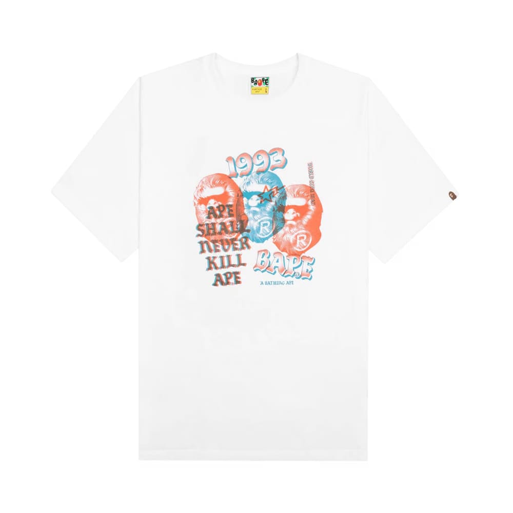 BAPE Pigment Three Ape Head T-Shirt White