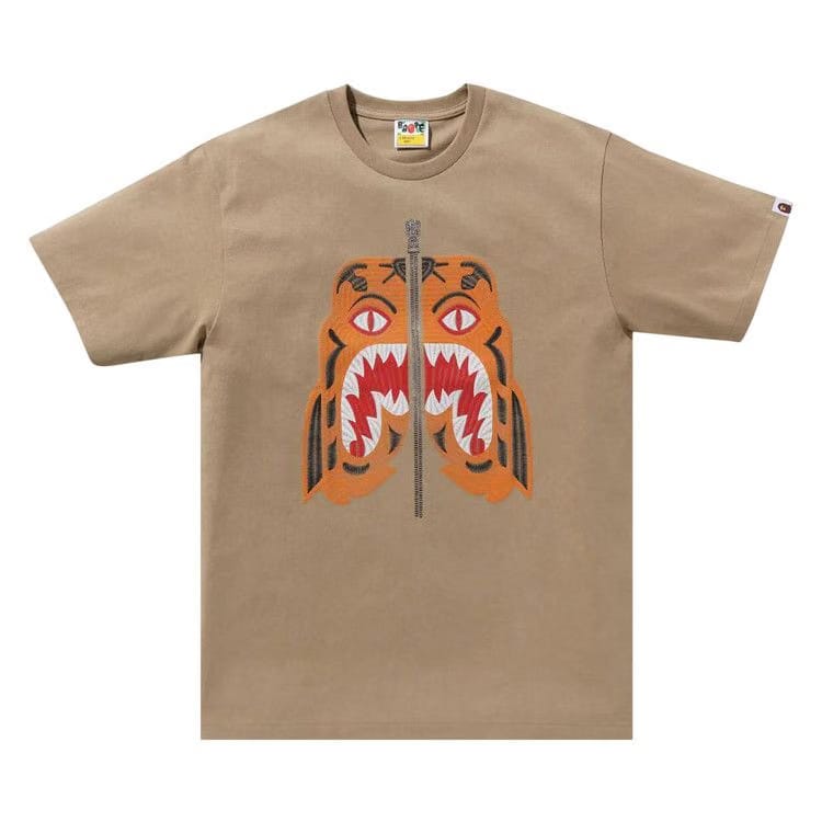 BAPE Embroidery Style Tiger T-Shirt Beige