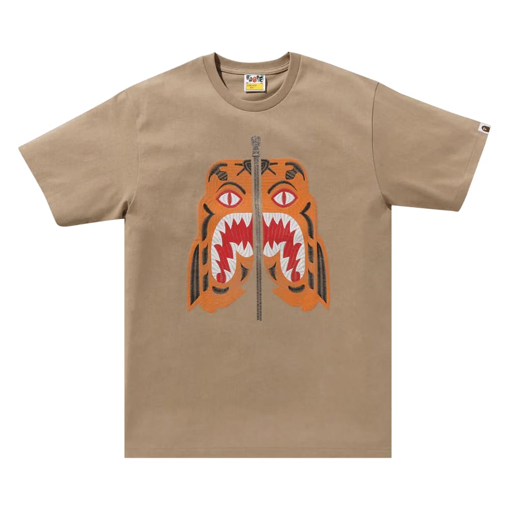BAPE Embroidery Style Tiger T-Shirt Beige